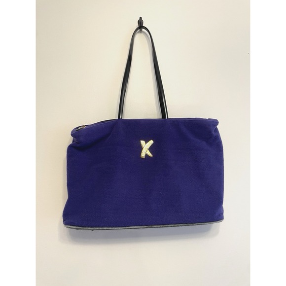 Vintage Paloma Picasso Fabric Tote Bag Purse Purple Felt Travel Zipper READ - Picture 1 of 8